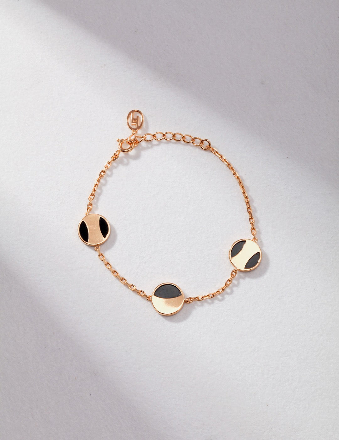 Black Onyx Charm Gold Bracelet