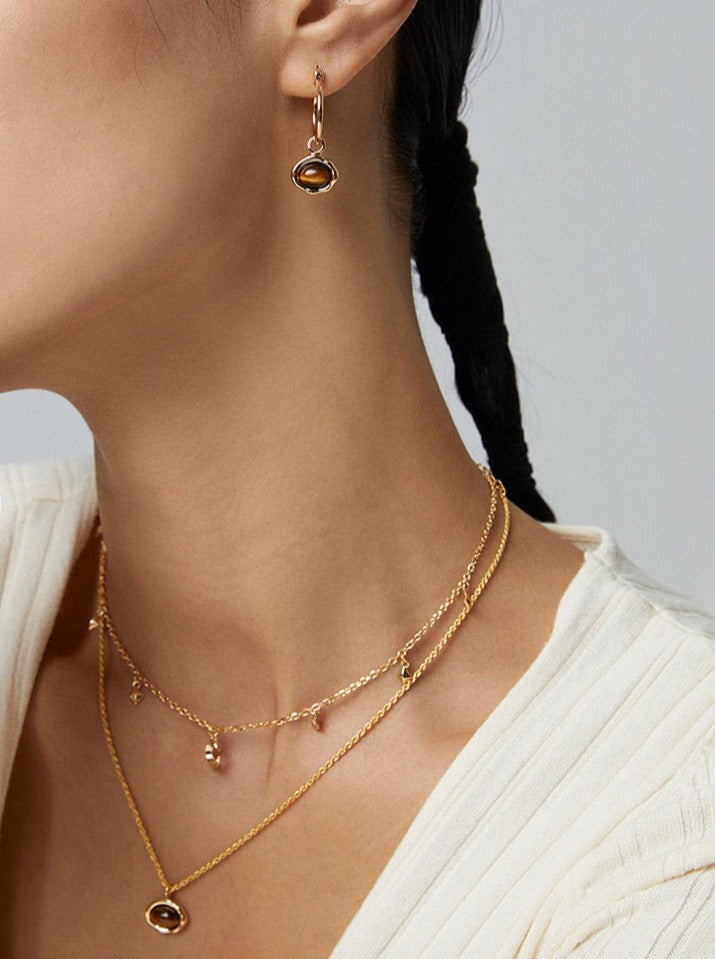 Triple-win Tiger's Eye 3 in 1 Jacket Earrings