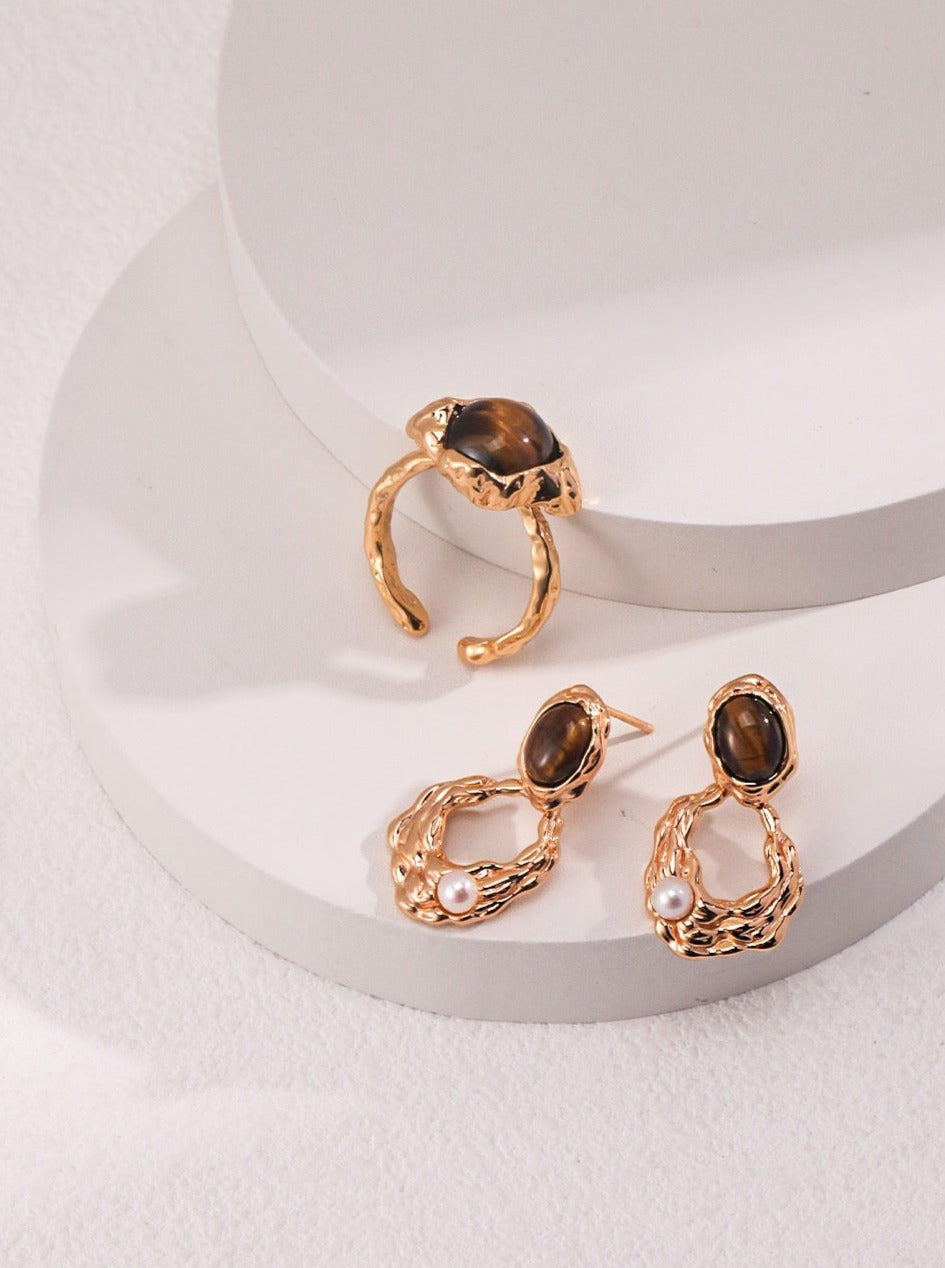 Renaissance Lavish Gemstone Pearl Drop Earrings