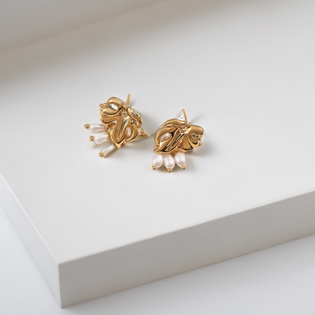 Tropical Leafy Stud Earrings
