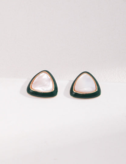 Drip Glaze Shell Triangle Stud Earrings
