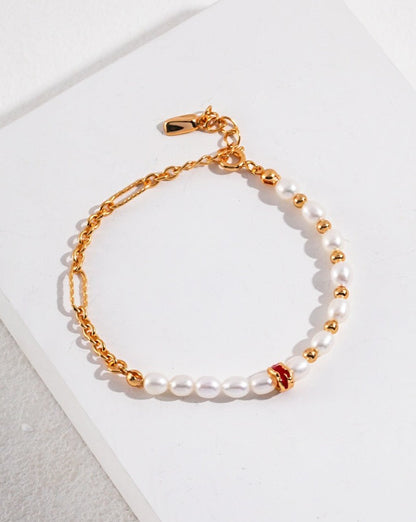 Dainty Gold & Pearl Bracelet